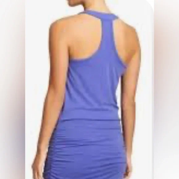 Athleta Baja Blue Racerback Ruched Sides Halter Dress - Picture 3 of 11